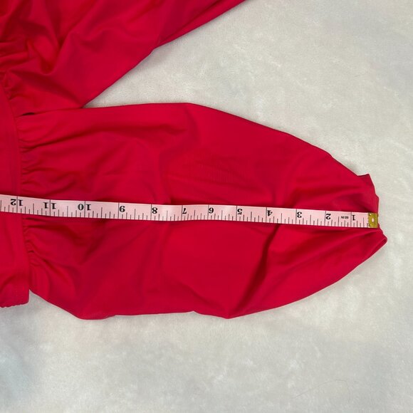 NWT Plunging Ruched One Piece Swimsuit Women Vibrant Red Medium Cupshe - Picture 8 of 16